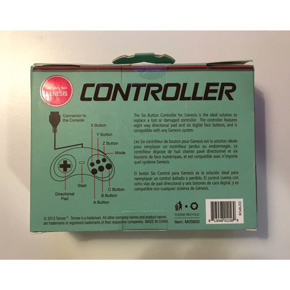 Tomee Controller For Sega Genesis System - 6 Digital Face Buttons / Mode Button - Picture 2 of 2